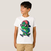 Cool Dino Skateboarden Terug naar School Art T-shirt (Voorkant volledig)