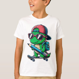 Cool Dino Skateboarden Terug naar School Art T-shirt