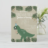 Cool Dinosaur Birthday Party Glitter Confetti Kaart (Staand voorkant)