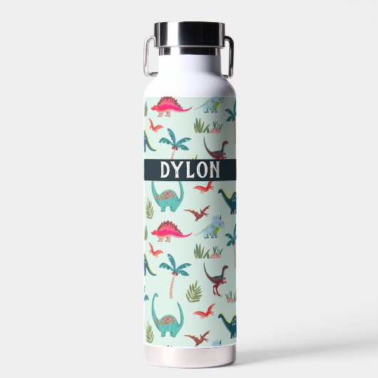 Cool dinosaur douanenaam blue waterfles (Voorkant)