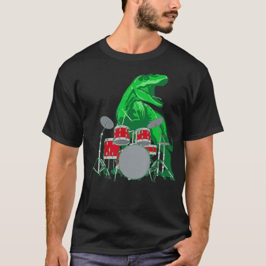 Cool Dinosaur Drummer Shirt - Best Gift For All (Voorkant)