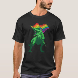 Cool Dinosaur met LGBT-vlag Funny Dino Rainbow Sy T-shirt