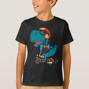 Cool dinosaur op een motorfiets t-shirt