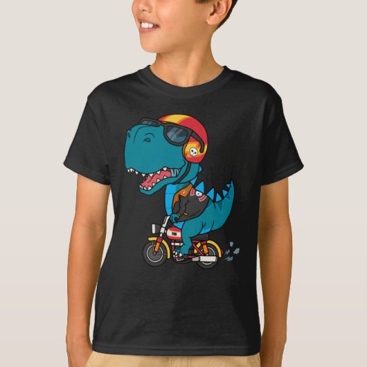 Cool dinosaur op een motorfiets t-shirt (Voorkant)