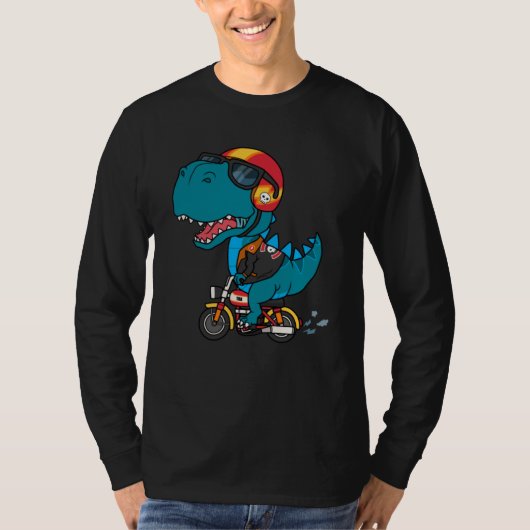 Cool dinosaur op een motorfiets t-shirt (Voorkant)