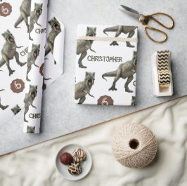 Cool Dinosaur Party Kids Birthday Trex Cadeaupapier