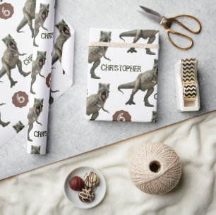 Cool Dinosaur Party Kids Birthday Trex Cadeaupapier