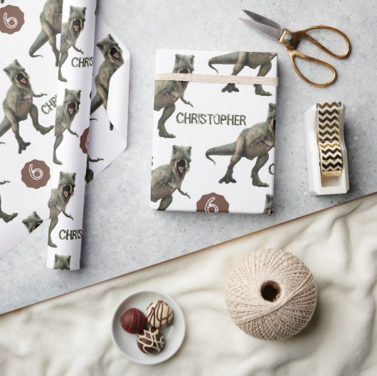 Cool Dinosaur Party Kids Birthday Trex Cadeaupapier (Crafts)