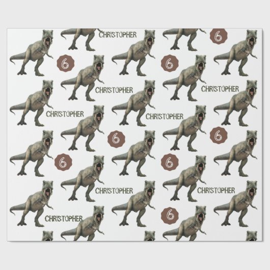 Cool Dinosaur Party Kids Birthday Trex Cadeaupapier (Vlak)