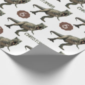 Cool Dinosaur Party Kids Birthday Trex Cadeaupapier (Hoek)