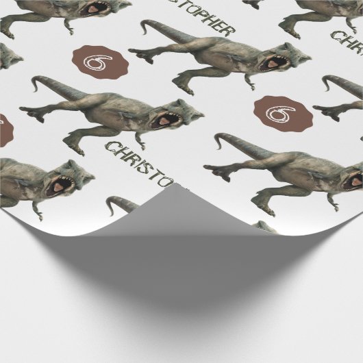 Cool Dinosaur Party Kids Birthday Trex Cadeaupapier (Hoek)