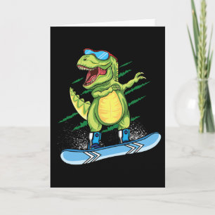 Cool Dinosaur Snowboarden Skiën Dabben T Rex Sneeu Kaart