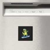 Cool Dinosaur Snowboarden Skiën Dabben T Rex Sneeu Magneet (Insitu (Vaatwasser))