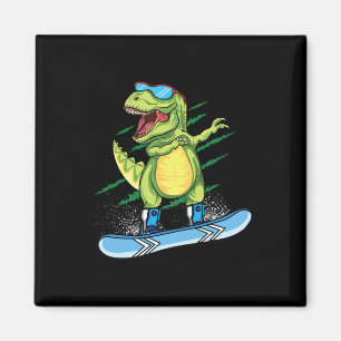 Cool Dinosaur Snowboarden Skiën Dabben T Rex Sneeu Magneet
