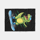 Cool Dinosaur Snowboarding Skiing Dabbing T Rex Sn Fleece Deken (Voorkant (Horizontaal))