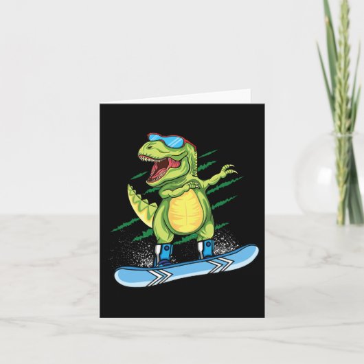 Cool Dinosaur Snowboarding Skiing Dabbing T Rex Sn Kaart (Voorkant)