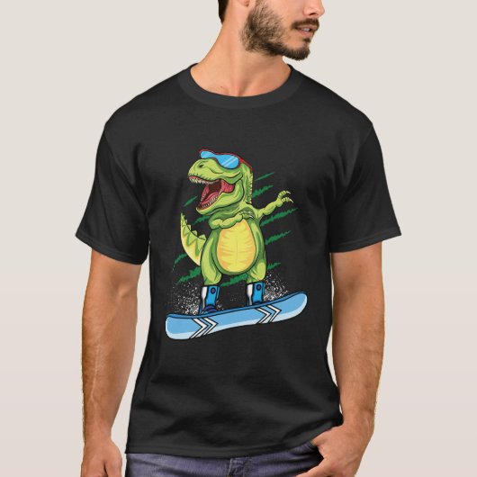 Cool Dinosaur Snowboarding Skiing Dabbing T Rex Sn T-shirt (Voorkant)