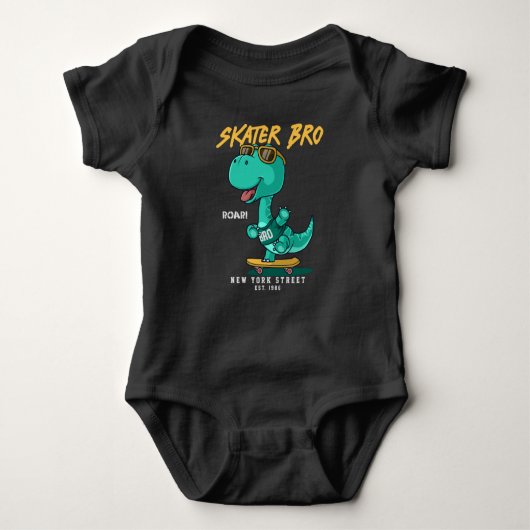 Cool dinosaur speelskateboard romper (Voorkant)