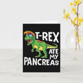 Cool Dinosaur Trex Ate My Pancreas Diabetes Aware Kaart (Gele Bloem)