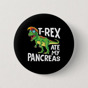 Cool Dinosaur Trex Ate My Pancreas Diabetes Aware Ronde Button 5,7 Cm