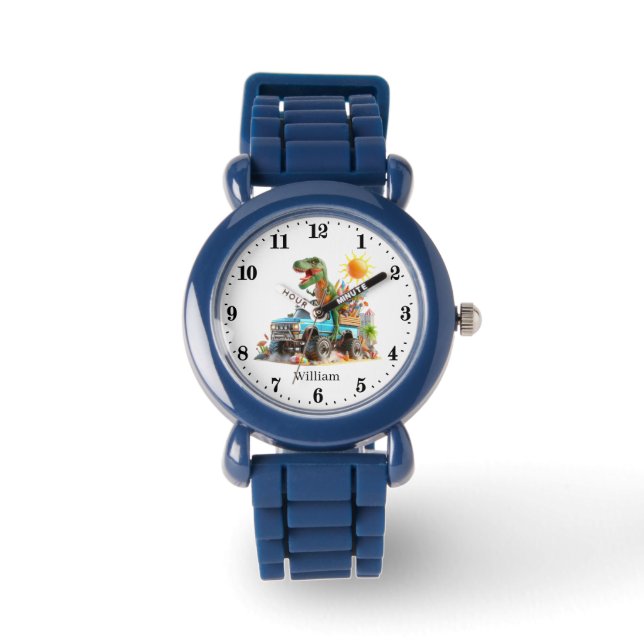 Cool Dinosaur Truck naam toevoegen Horloge (Voorkant)
