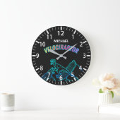 Cool Dinosaur Velociraptor Neon Lineart Clock Grote Klok (Huis)