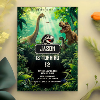 Cool Dinosauriërs Wereld Jurassic Groene Verjaarda Kaart