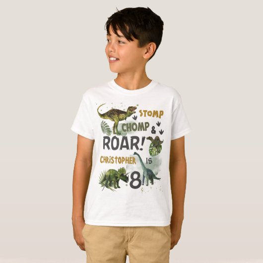 Cool Dinosaurs Jurassic Boy Verjaardag Outfit T-shirt (Voorkant volledig)