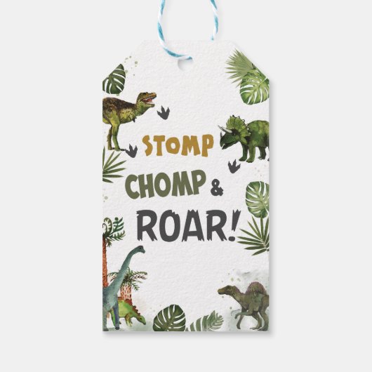 Cool Dinosaurs Jurassic Boy Verjaardagsfeestje Cadeaulabel (Achterkant)