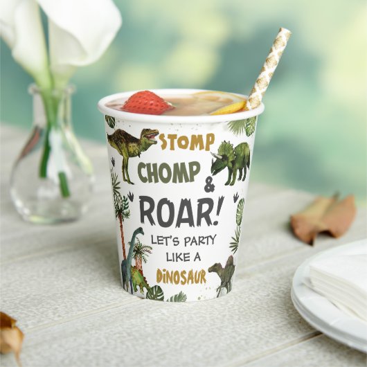 Cool Dinosaurs Jurassic Boy Verjaardagsfeestje Papieren Bekers (Insitu)