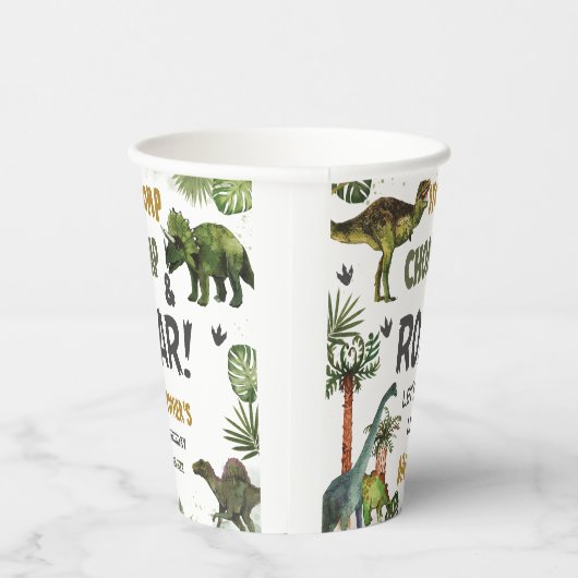 Cool Dinosaurs Jurassic Boy Verjaardagsfeestje Papieren Bekers (Rechts)