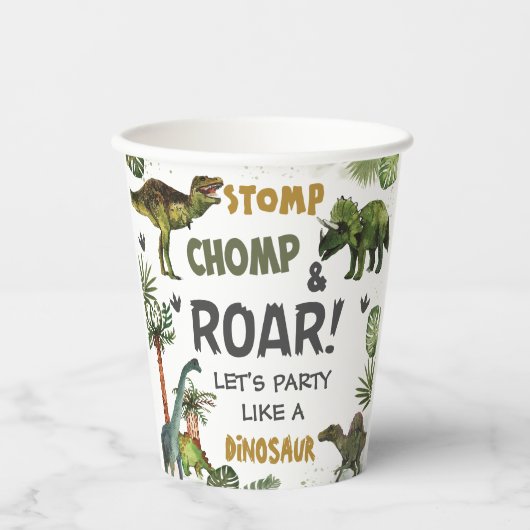 Cool Dinosaurs Jurassic Boy Verjaardagsfeestje Papieren Bekers (Voorkant)