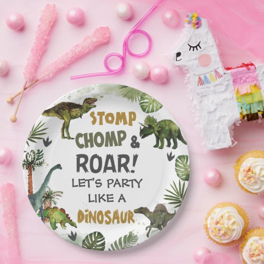 Cool Dinosaurs Jurassic Boy Verjaardagsfeestje Papieren Bordje (Feest)