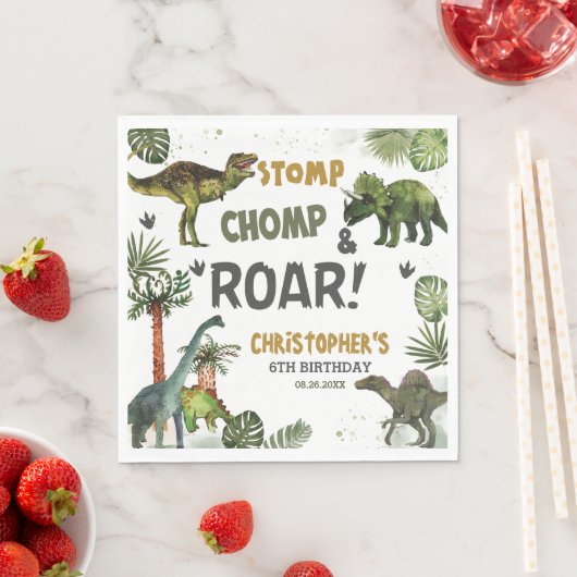 Cool Dinosaurs Jurassic Boy Verjaardagsfeestje Servet (Insitu)