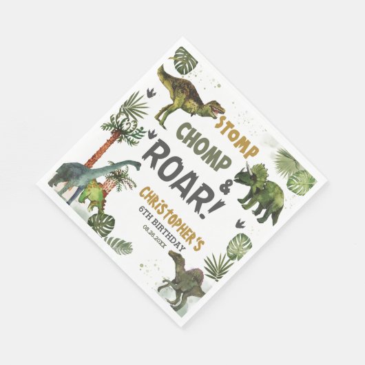 Cool Dinosaurs Jurassic Boy Verjaardagsfeestje Servet (Hoek)