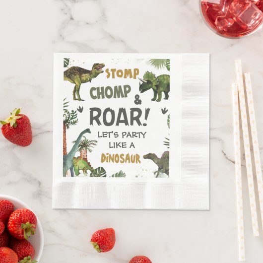 Cool Dinosaurs Jurassic Boy Verjaardagsfeestje Servet (Insitu)
