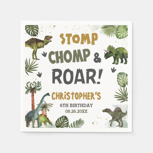 Cool Dinosaurs Jurassic Boy Verjaardagsfeestje Servet (Voorkant)