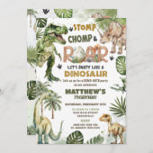 Cool Dinosaurs Jurassic Greenery Roarsome Verjaard Kaart (Voorkant / Achterkant)