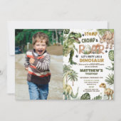 Cool Dinosaurs Jurassic Greenery Verjaardagsfoto Kaart (Voorkant)