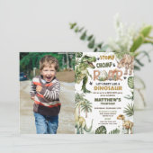 Cool Dinosaurs Jurassic Greenery Verjaardagsfoto Kaart (Staand voorkant)