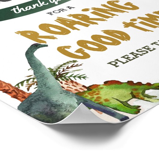 Cool Dinosaurs Jurassic Verjaardagsfeest Dank u Poster (Hoek)