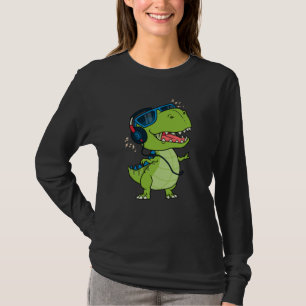 Cool dinosaurus luistert naar muziek t-shirt