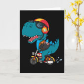 Cool dinosaurus rijden op een motorfiets kaart (Gele Bloem)