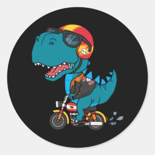 Cool dinosaurus rijden op een motorfiets ronde sticker