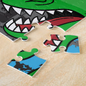 Cool dinosaurus skateboard naadloos patroon legpuzzel (Zijkant)
