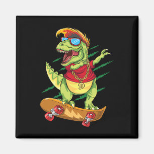 Cool dinosaurus skateboarden skater dabben T Rex S Magneet