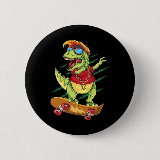 Cool dinosaurus-skateboarder die dabt T Rex S Ronde Button 5,7 Cm (Voorkant)