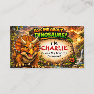 Cool Dinosaurus Visitekaartje voor Oudere Kinderen Contactkaartje