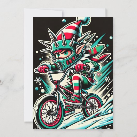 Cool Dirt Bike Elf Christmas Kaart voor jongens (Voorkant)