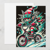 Cool Dirt Bike Elf Christmas Kaart voor jongens (Voorkant / Achterkant)